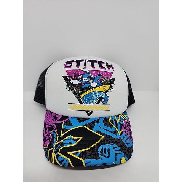 Disney Kids' Lilo & Stitch Surfing Snapback Trucker Hat CD4 Multi One Size NWT - Picture 1 of 5